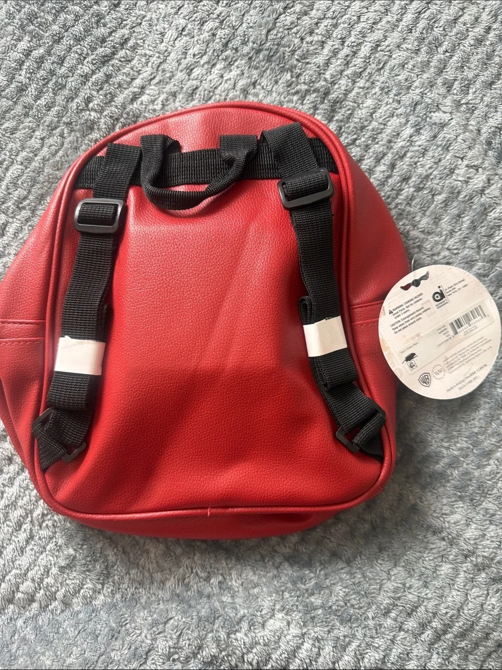 Warner Bros. Red Faux Leather Mini Backpack with Gold Zipper